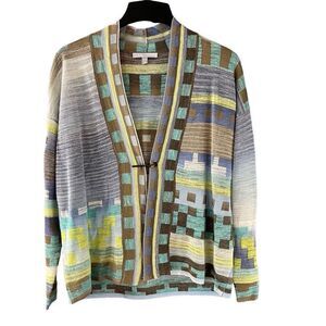 Diktons Barcelona Colorful Art to Wear Linen Blend Cardigan Sweater Medium